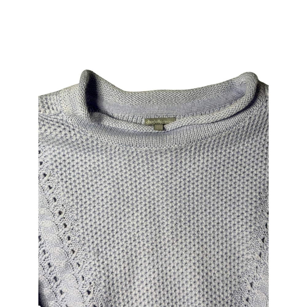 Charlotte Russe Lavender Cable Knit Cropped Sweater Womens Medium Purple ST - Picture 7 of 7